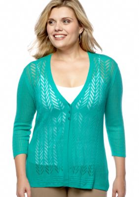 Madison Plus Size Pointelle Cardigan