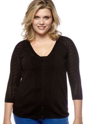 Madison Plus Size Long Sleeve Woven Cardigan