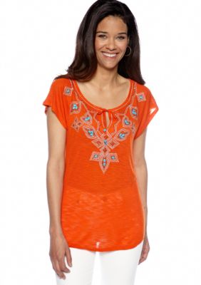 Madison Petite Beaded Raglan Sleeve Top