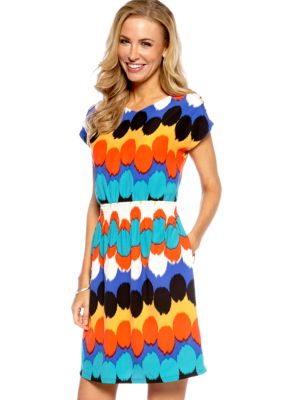 Madison Petite Double V-Neck Dot Dress
