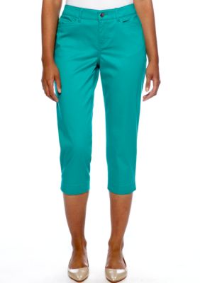 Madison Petite Solid Twill Crop Pant