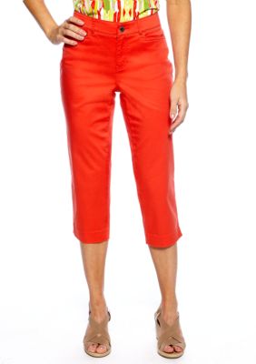 Madison Petite Solid Twill Crop Pant