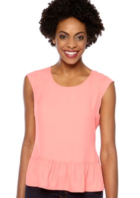 Madison Petite Cap Sleeve Peplum Top