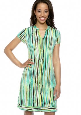 Madison Petite Mandarin Collar Shirtdress