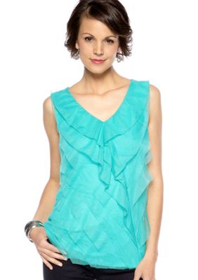 Madison Petite Sleeveless Tiered Tank