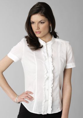 Kenneth Cole New York Short-Sleeve Ruffle Front Top