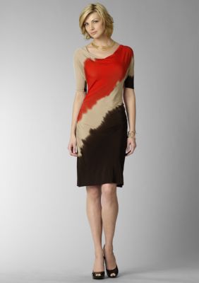 Kenneth Cole New York Short-Sleeve Ombre Cowlneck Dress