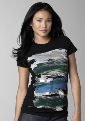 Kenneth Cole New York Crew Neck Horizontal Strokes Print Tee