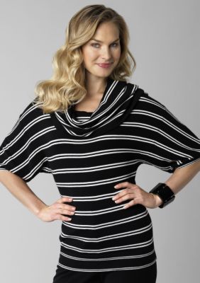Kenneth Cole New York Stripe Cowl Neck Sweater