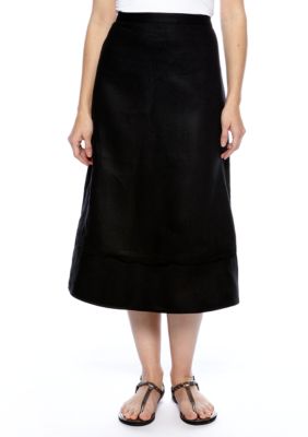 Kim Rogers Petite Linen Tiered Skirt with Georgette Trim