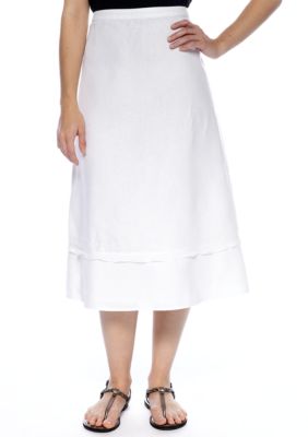 Kim Rogers&reg; Petite Linen Tiered Skirt with Georgette Trim