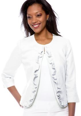 Kim Rogers Petite Linen Ruffle Jacket