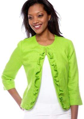 Kim Rogers&reg; Petite Linen Ruffle Jacket