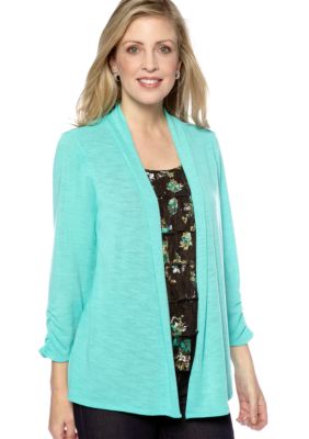 Kim Rogers Three Quarter Sleeve Sweater With Attached Lace Tank