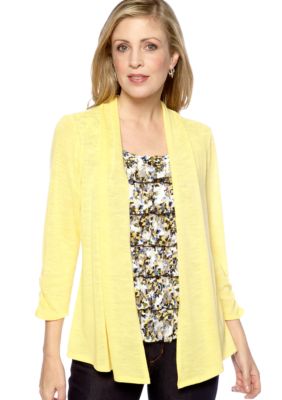 Kim Rogers&reg; Three Quarter Sleeve Sweater With Attached Lace Tank
