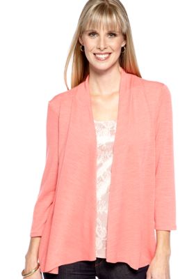 Kim Rogers Three Quarter Sleeve Cozy Cardigan With Lace Insert