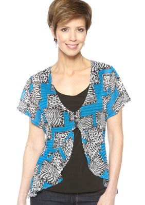 Kim Rogers Short Sleeve Print Knit Top