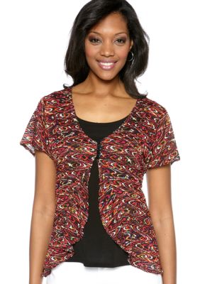 Kim Rogers Short Sleeve Print Knit Top