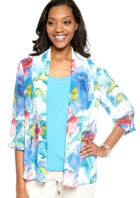 Kim Rogers Boarder Print Two Piece Bed Jacket