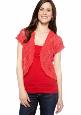 Kim Rogers Capped Short Sleeve Sweater Shrug