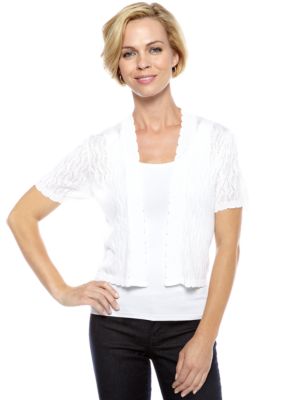 Kim Rogers Short Sleeve Pointelle Sweater