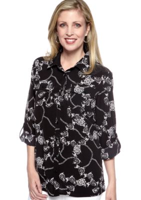 Kim Rogers&reg; Long Sleeve Print Utility Shirt