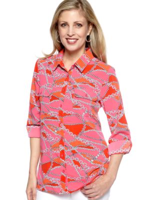 Kim Rogers Long Sleeve Print Utility Shirt