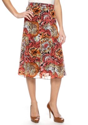 Kim Rogers Swirl Print Seamed Skirt