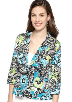 Kim Rogers Petite Three Quarter Sleeve Printed Blazer Jacket