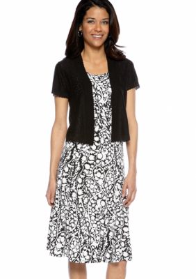 Kim Rogers Petite Printed A-Line Dress with Shrug