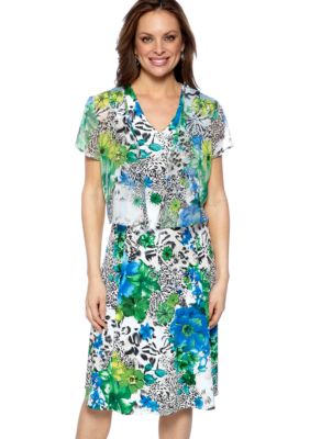 Kim Rogers&reg; Petite A-Line Dress with Chiffon Shrug