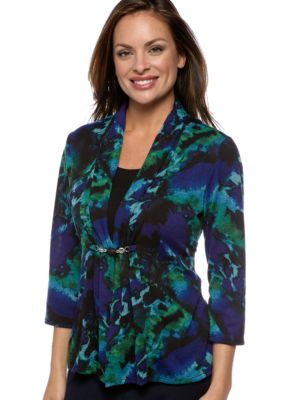Kim Rogers Petite Allover Printed Sweater Knit 2fer