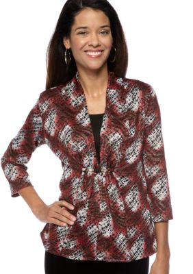 Kim Rogers Petite Allover Printed Sweater Knit 2fer