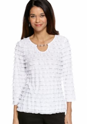 Kim Rogers Petite Eyelash Top with Bead Detail