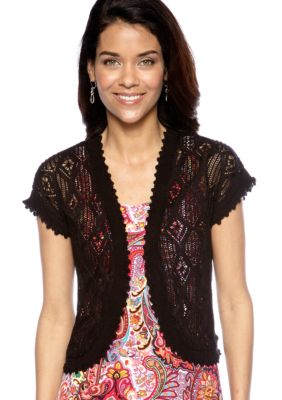 Kim Rogers Petite Short Sleeve Pointelle Bolero Shrug