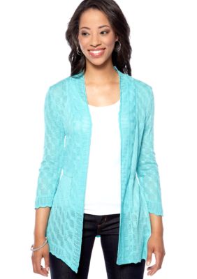 Kim Rogers&reg; Petite Open Front Pointelle Cardigan