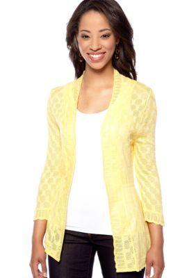 Kim Rogers Petite Open Front Pointelle Cardigan