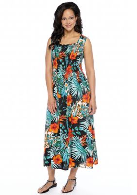 Kim Rogers Plus Size Floral Print Smocked Maxi Dress