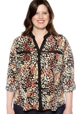 Kim Rogers&reg; Plus Size Printed Utility Shirt