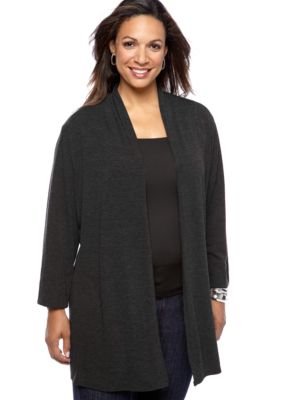 Kim Rogers Plus Size Solid Knit Cardigan
