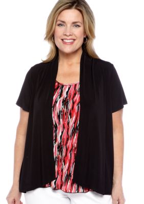 Kim Rogers Plus Size 2fer with Printed Border Inset