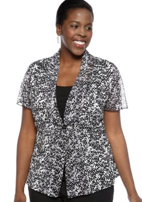 Kim Rogers Plus Size Printed 2Fer With Jewel Embellishment