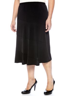 Kim Rogers Plus Size Solid Diagonal Seamed Skirt