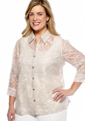 Kim Rogers Plus Size Floral Print 2-for-1 Blouse