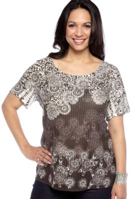 Kim Rogers Plus Size Embellished Sublimation Top