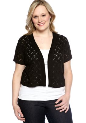 Kim Rogers Plus Size Cap Sleeve Open Front Shrug