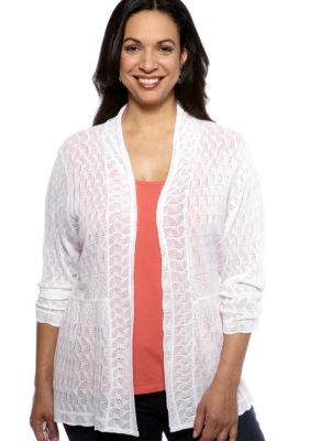Kim Rogers Plus Size Pointelle Cardigan