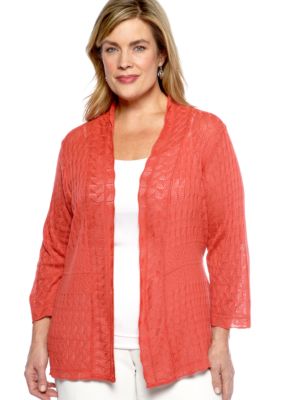 Kim Rogers Plus Size Pointelle Cardigan