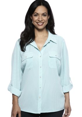 Kim Rogers Plus Size Vertical Stripe Blouse