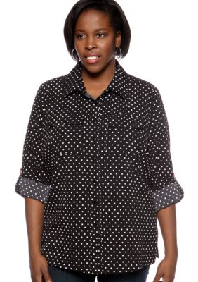Kim Rogers&reg; Plus Size Polka Dot Utility Blouse